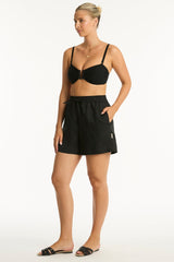 Tidal Linen Boardwalk Short / Sea Level Tidal linen black