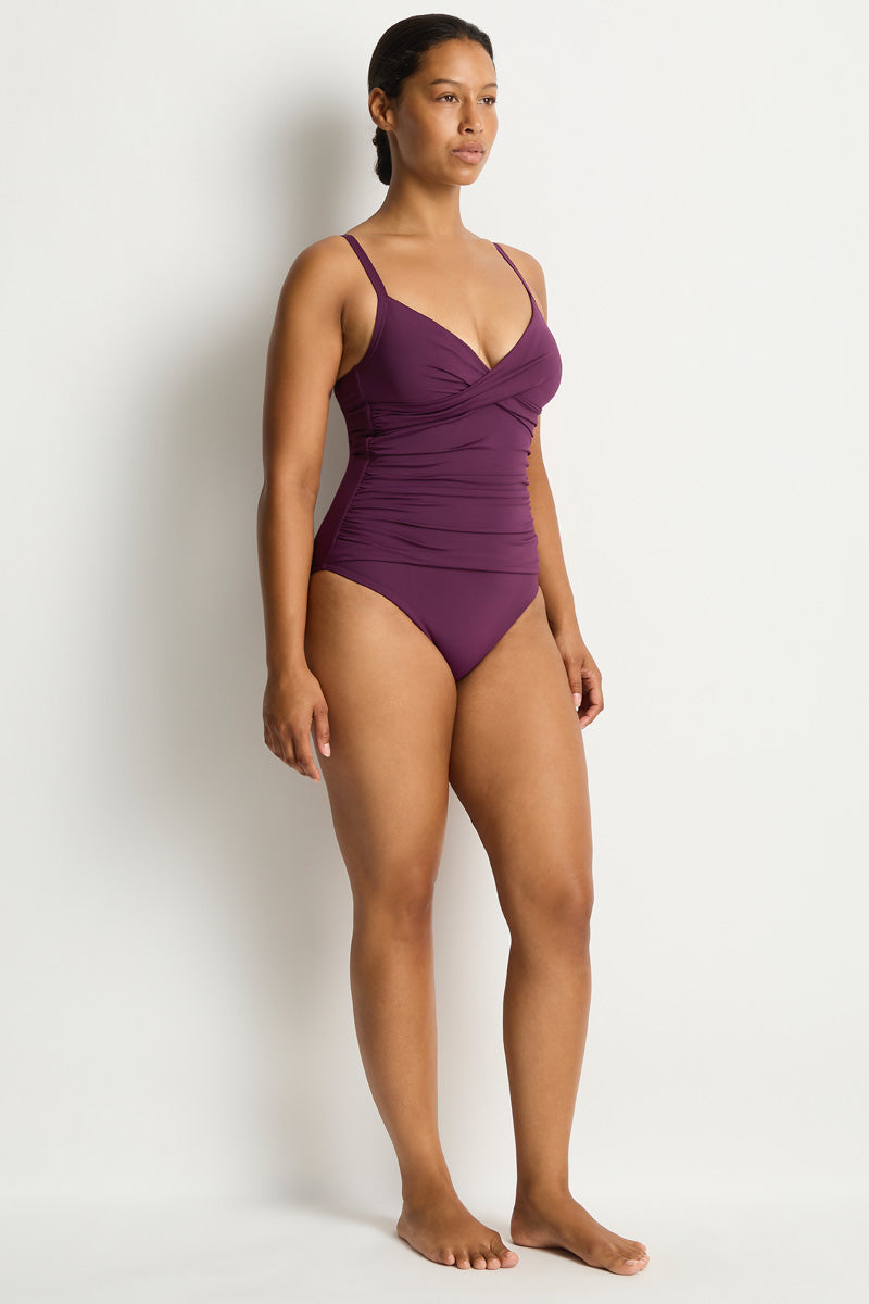 Essentials Edit Cross Front Scoop Back One Piece / Sea Level Eco essentials claret